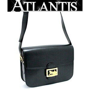 Celine Carriage Shoulder Bag Black Calf Leather